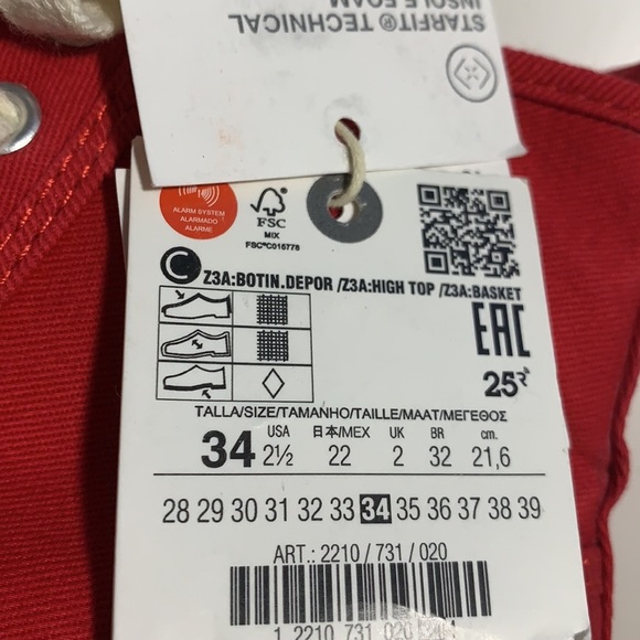 NWT. Zara Kids Red High-Top Sneakers. Size 2,5. - Picture 12 of 13